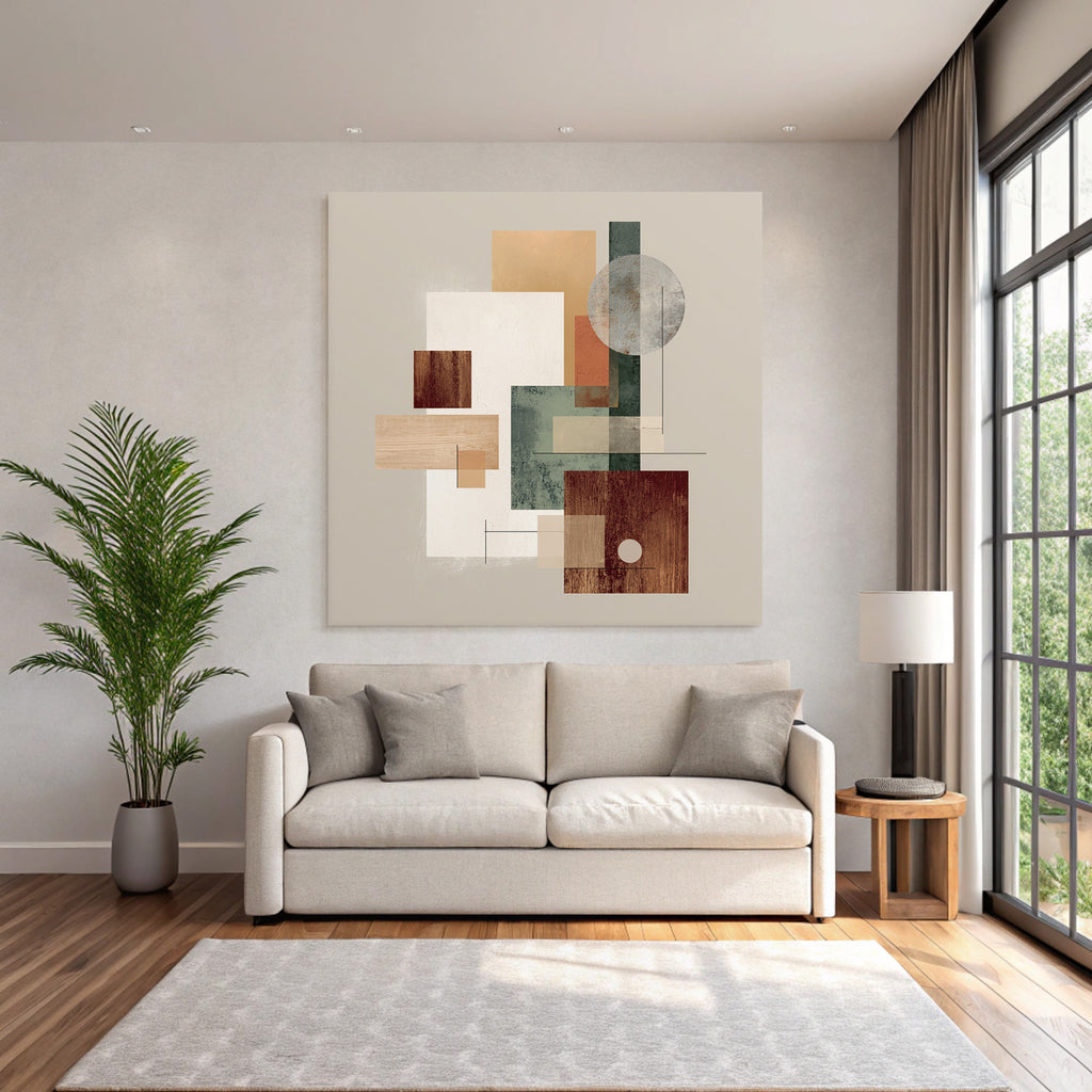 Abstract Geometric Shapes Composition Earthy Tones Harmonious Aesthetic