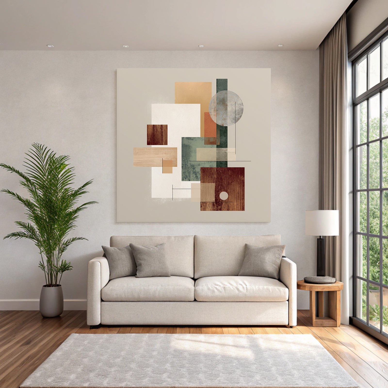 Abstract Geometric Shapes Composition Earthy Tones Harmonious Aesthetic