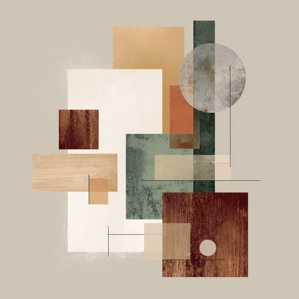 Abstract Geometric Shapes Composition Earthy Tones Harmonious Aesthetic | Japandi | Einrichtungsstile
