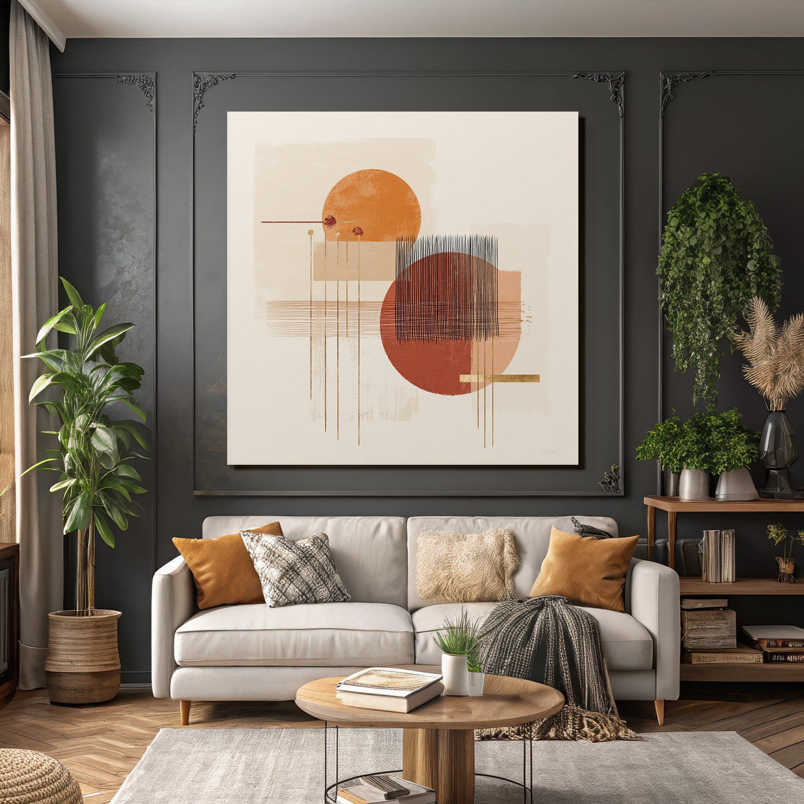Abstract Geometric Shapes Warm Tones Light Background
