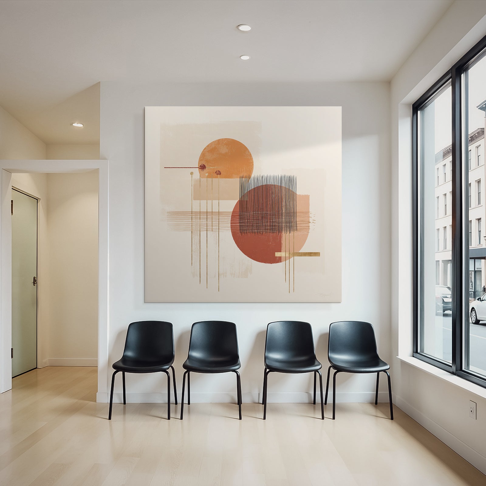 Abstract Geometric Shapes Warm Tones Light Background