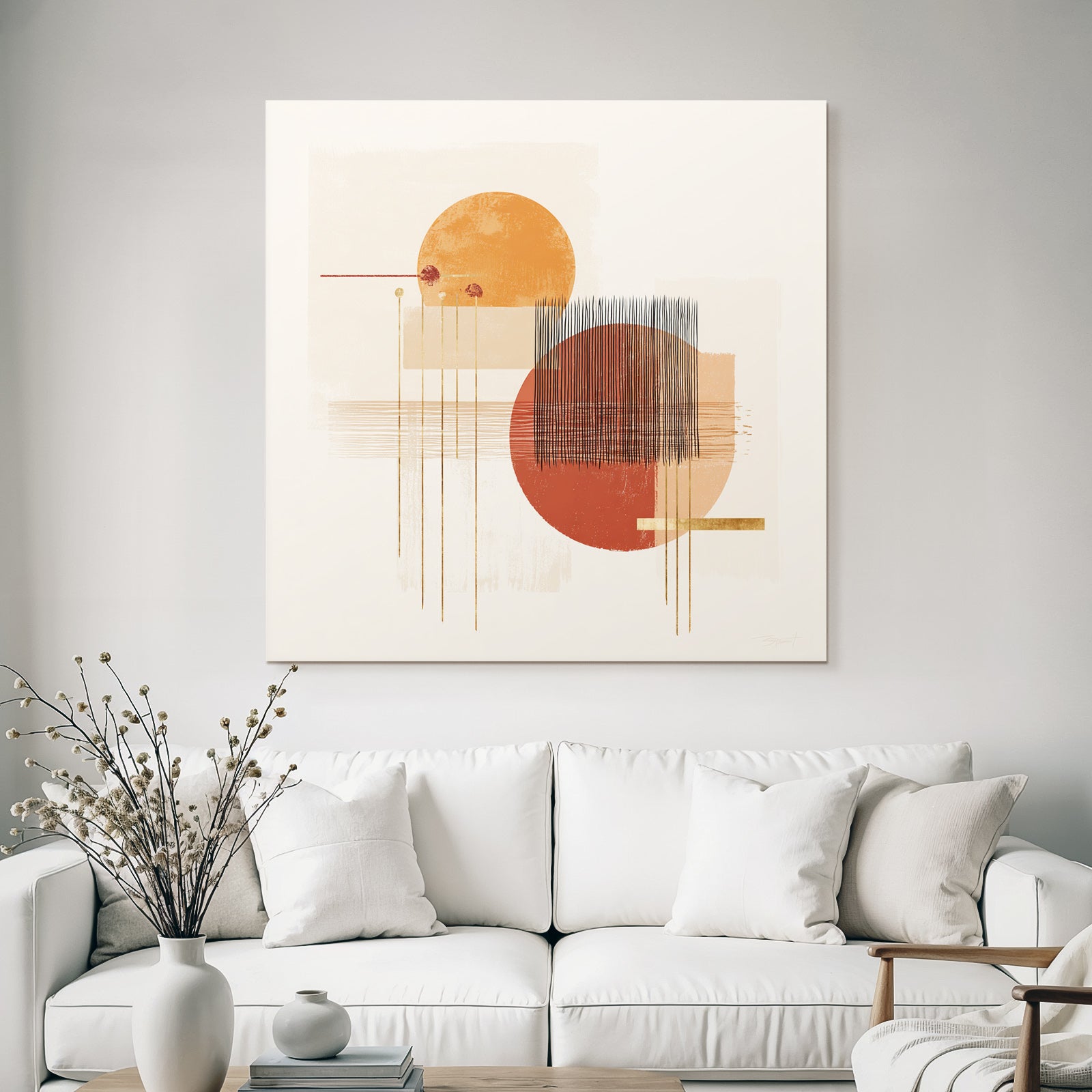 Abstract Geometric Shapes Warm Tones Light Background