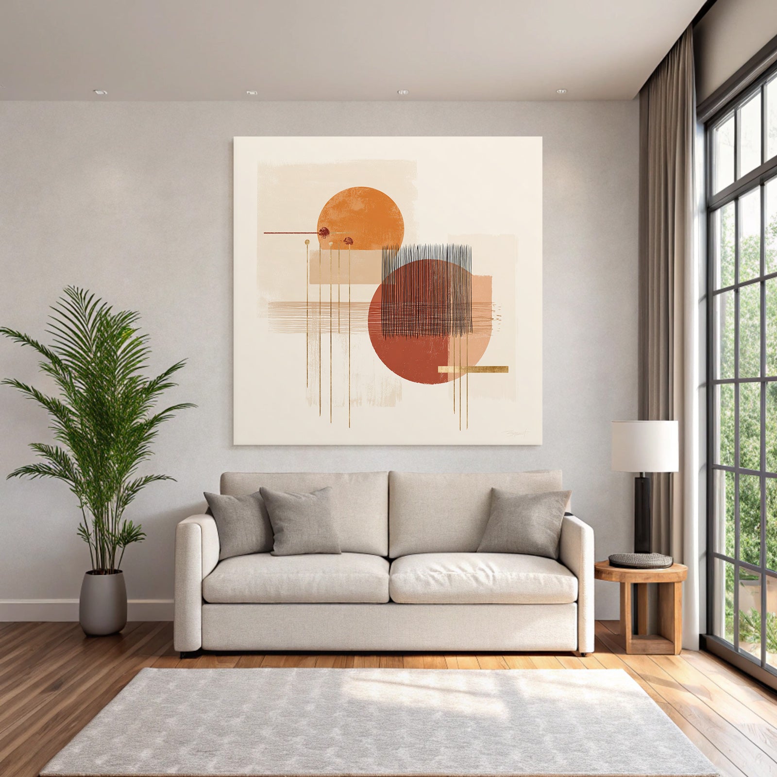 Abstract Geometric Shapes Warm Tones Light Background