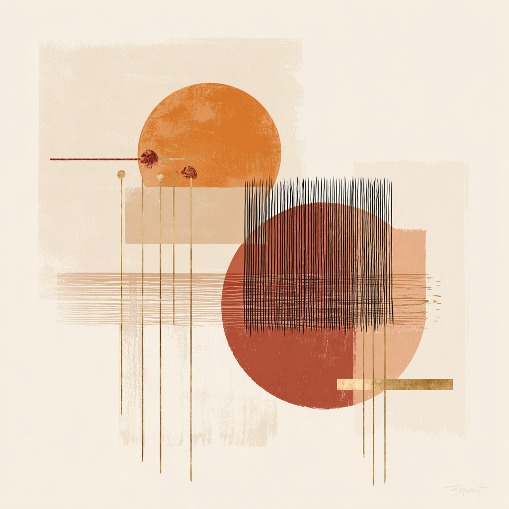 Abstract Geometric Shapes Warm Tones Light Background | Japandi | Einrichtungsstile