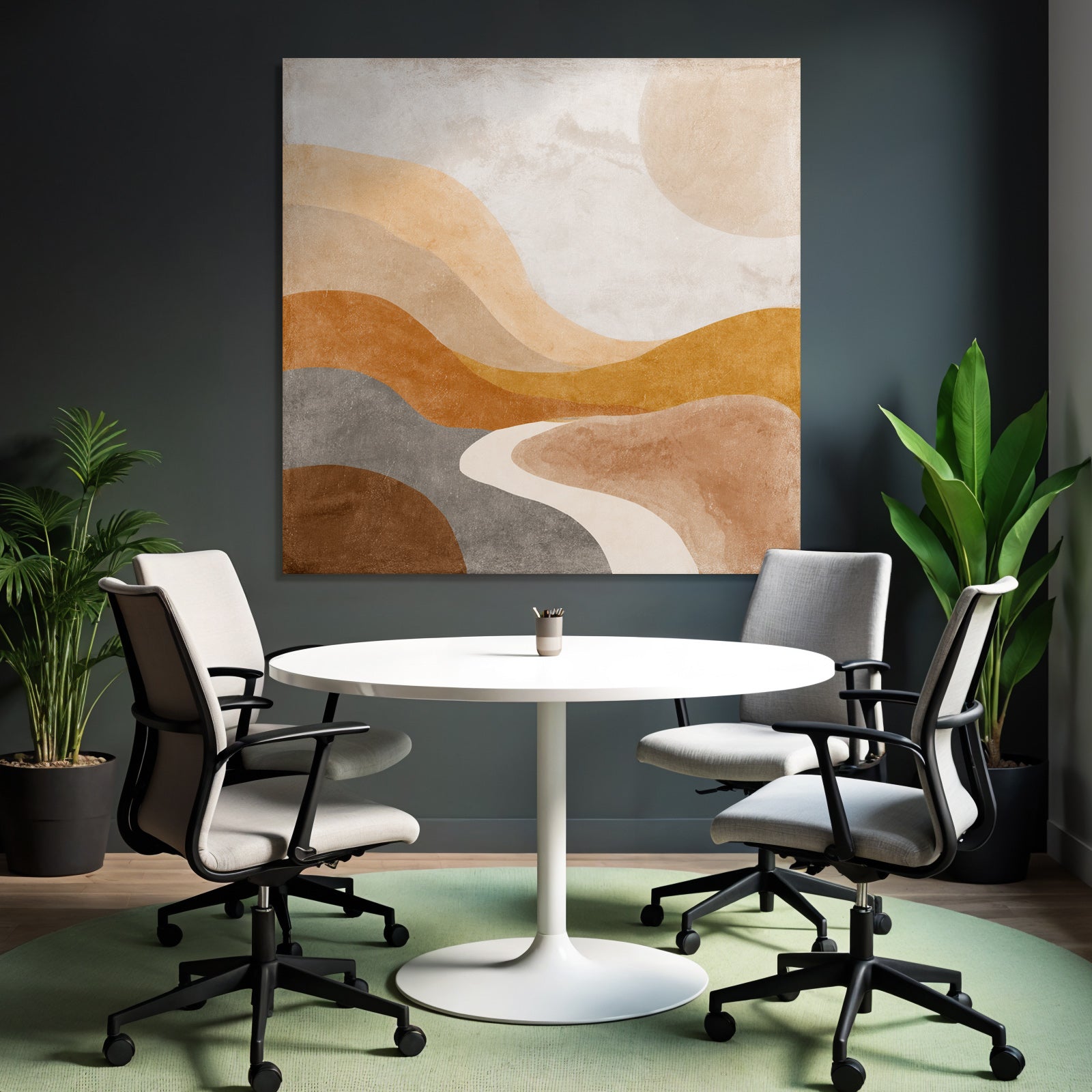 Abstract Illustration Layered Waves Earthy Tones Landscape Design