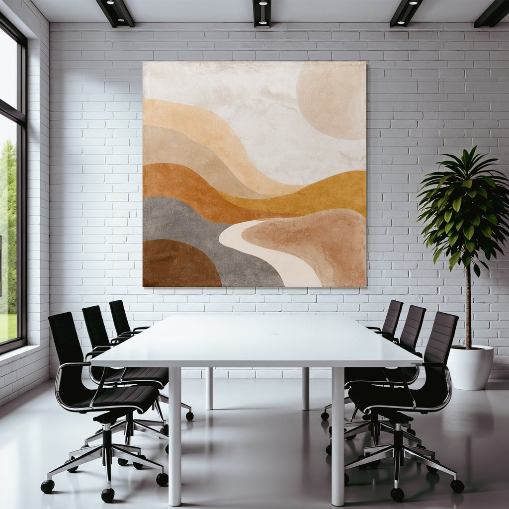 Abstract Illustration Layered Waves Earthy Tones Landscape Design