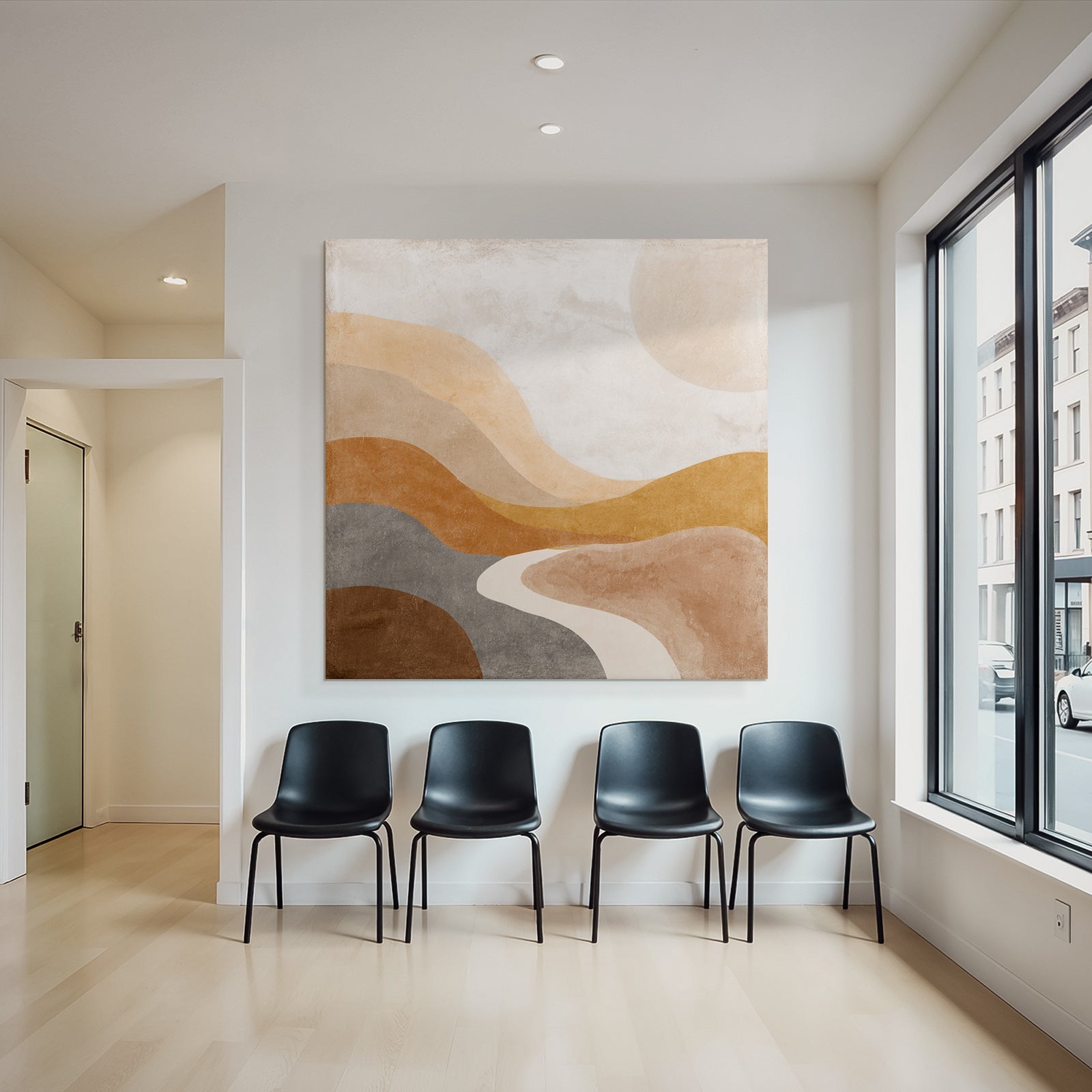 Abstract Illustration Layered Waves Earthy Tones Landscape Design