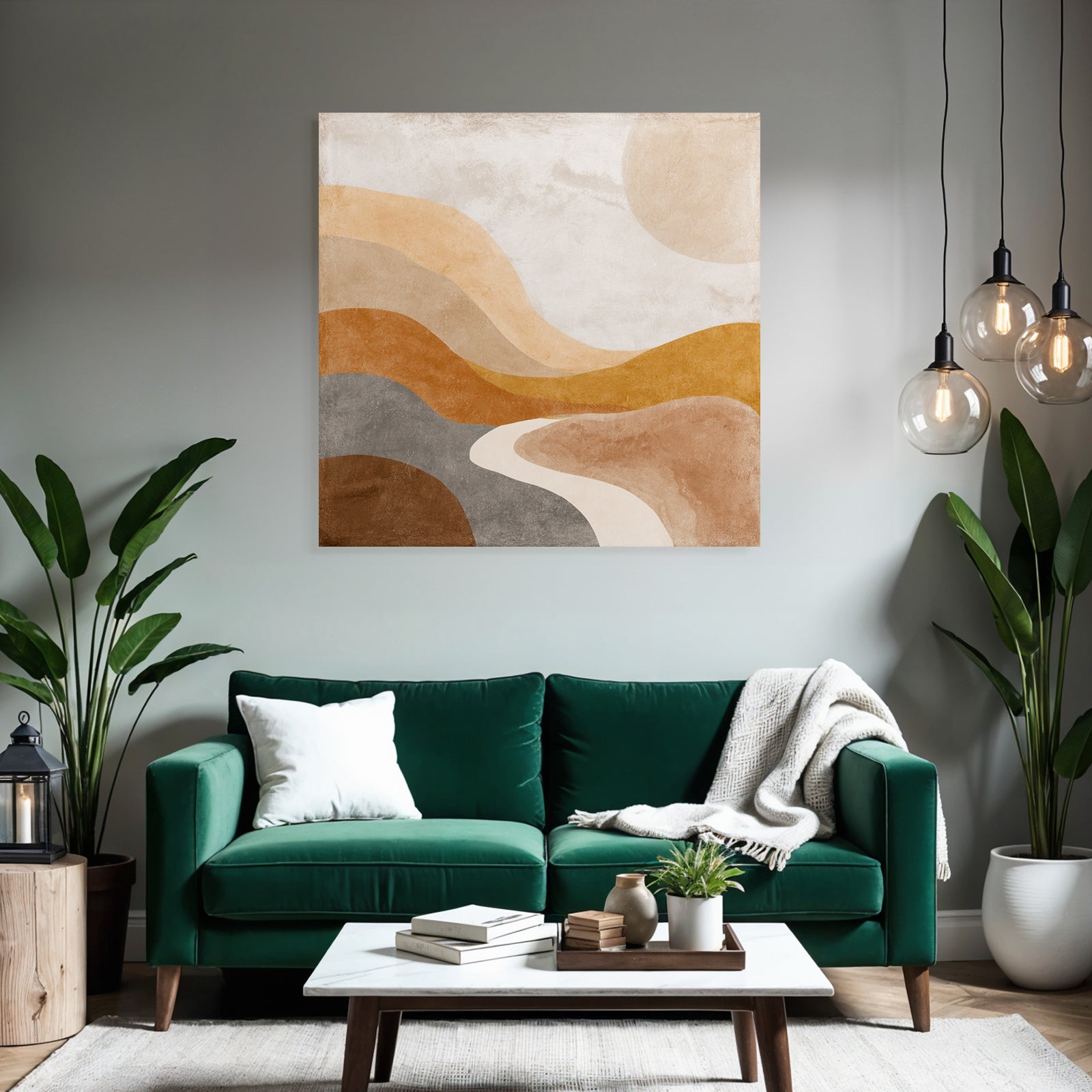 Abstract Illustration Layered Waves Earthy Tones Landscape Design