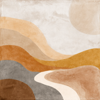 Abstract Illustration Layered Waves Earthy Tones Landscape Design | Japandi | Einrichtungsstile