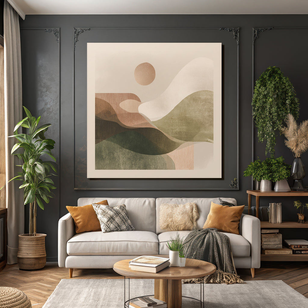 Abstract Illustration Organic Shapes Earthy Tones Serene Landscape