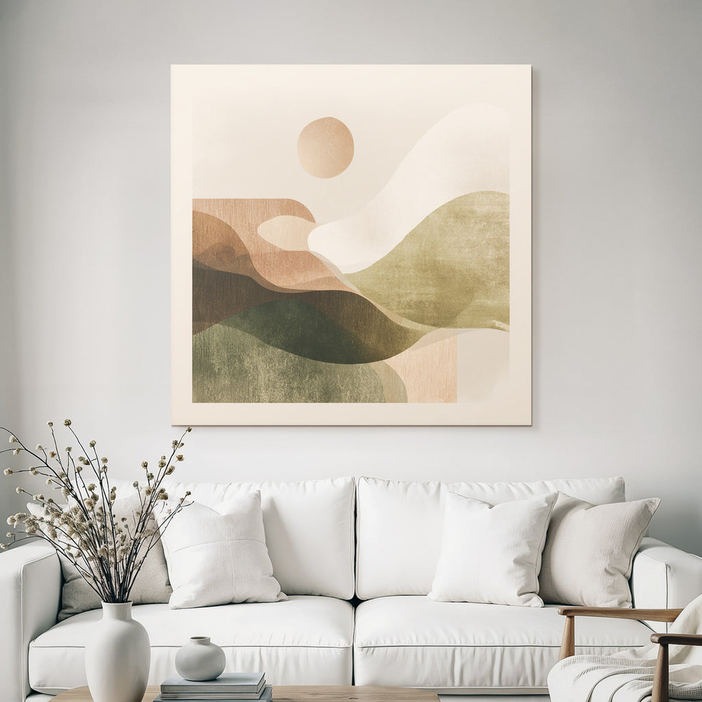 Abstract Illustration Organic Shapes Earthy Tones Serene Landscape