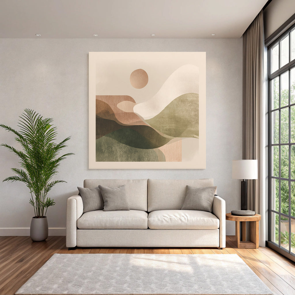 Abstract Illustration Organic Shapes Earthy Tones Serene Landscape
