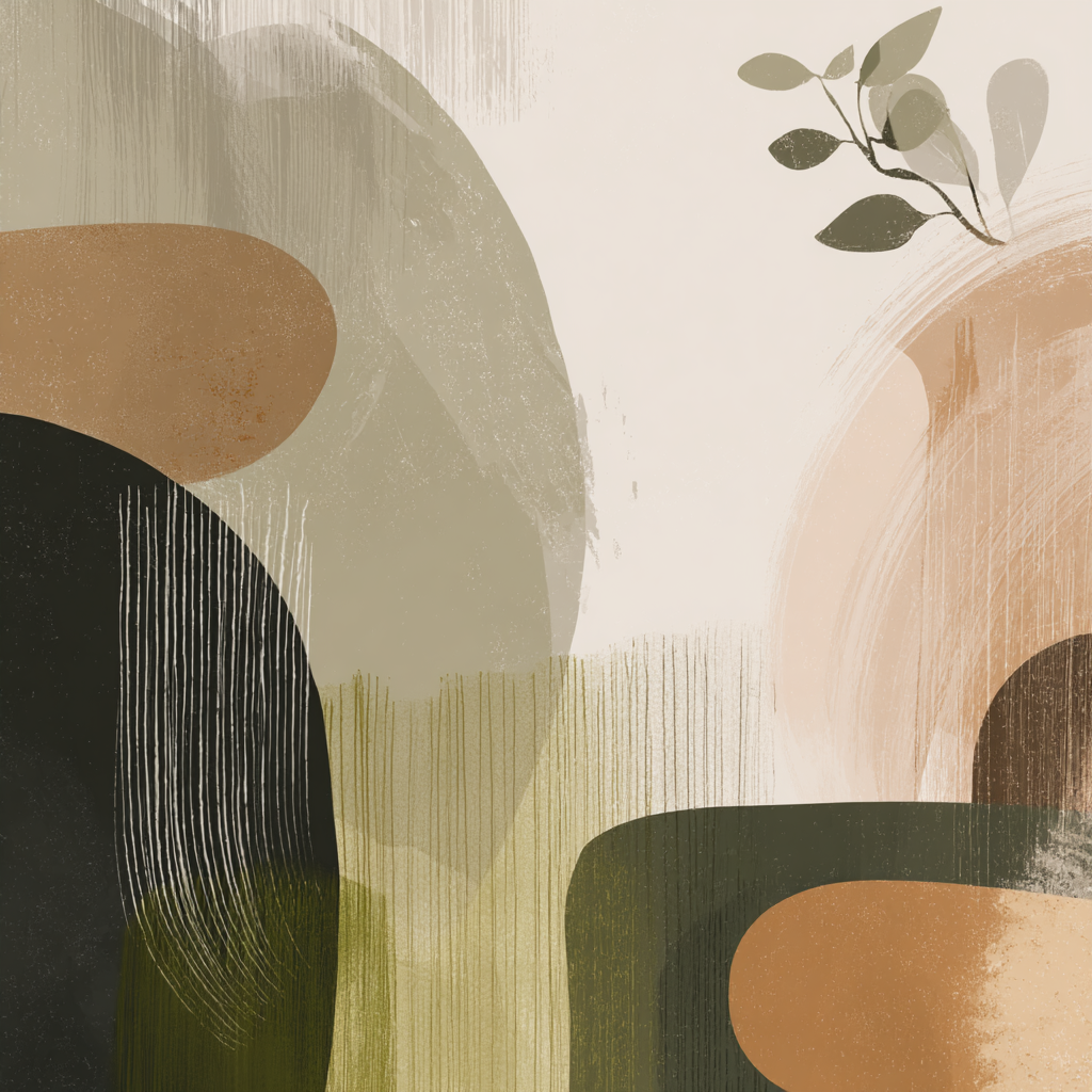Abstract Illustration Soft Organic Shapes Earthy Tones | Japandi | Einrichtungsstile