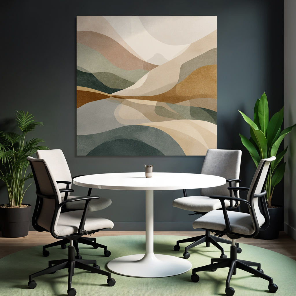 Abstract Landscape Design Soft Flowing Shapes Muted Colors Square Image
