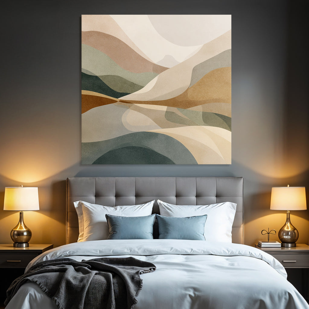 Abstract Landscape Design Soft Flowing Shapes Muted Colors Square Image