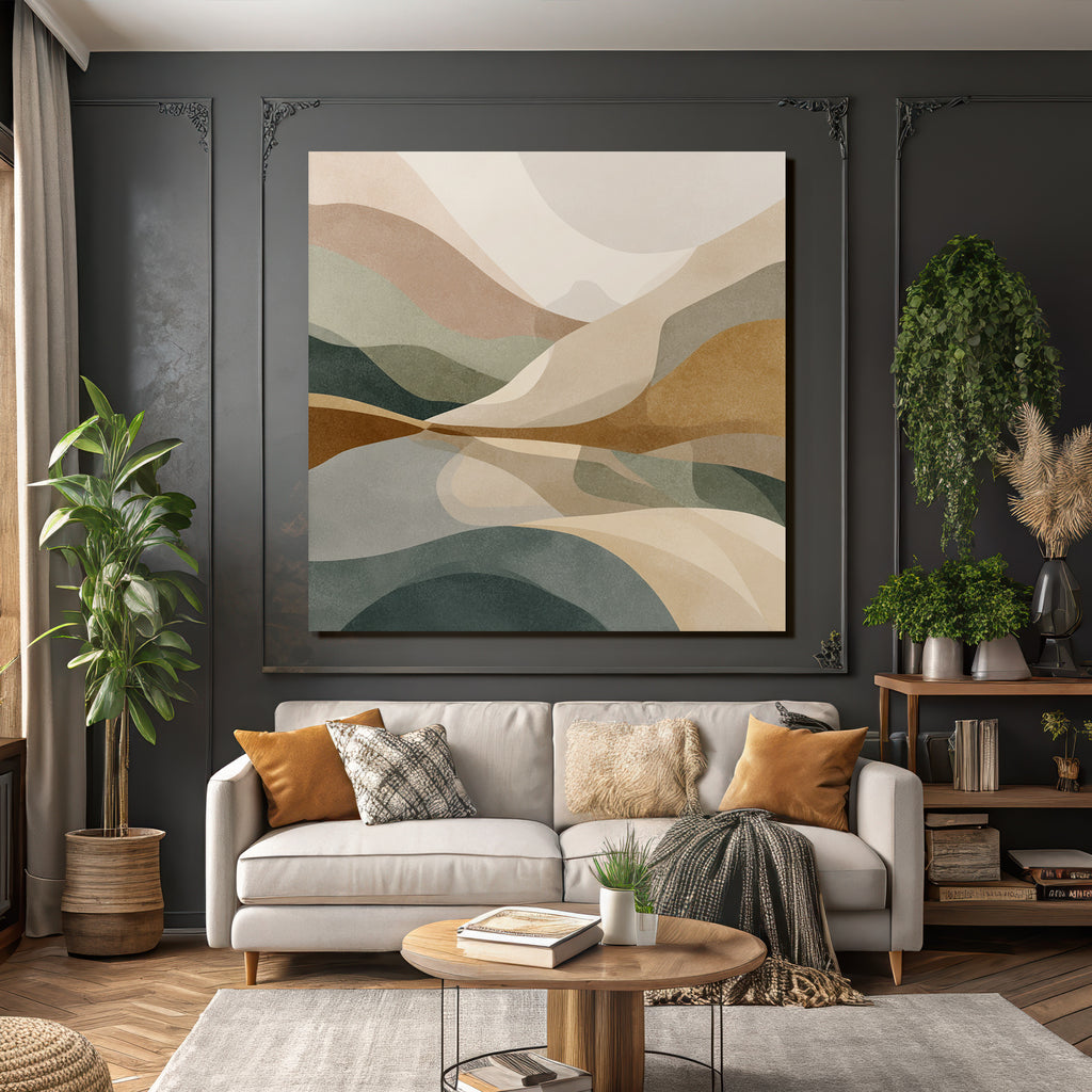 Abstract Landscape Design Soft Flowing Shapes Muted Colors Square Image