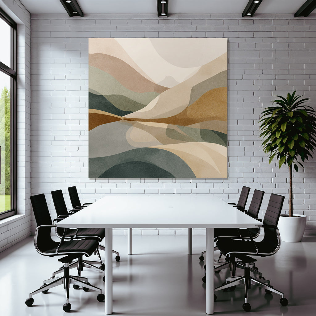 Abstract Landscape Design Soft Flowing Shapes Muted Colors Square Image