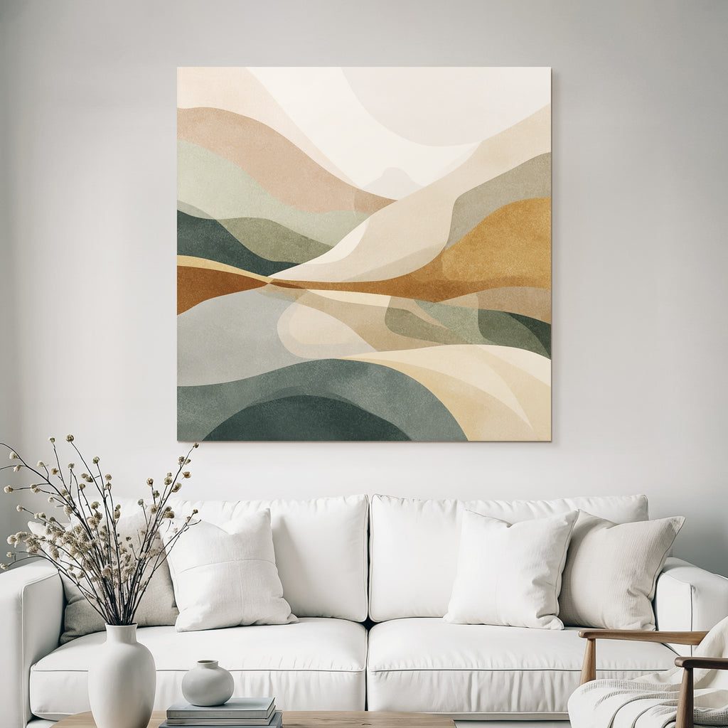 Abstract Landscape Design Soft Flowing Shapes Muted Colors Square Image