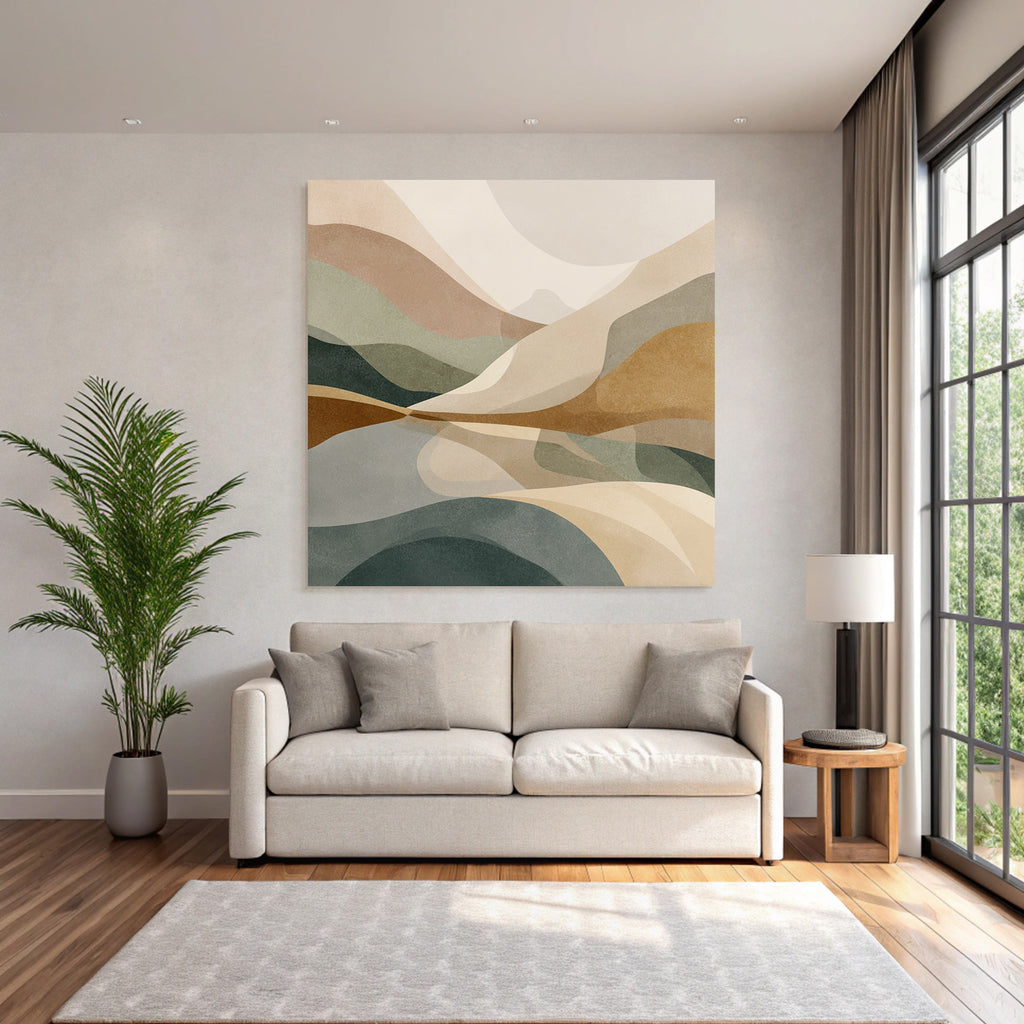 Abstract Landscape Design Soft Flowing Shapes Muted Colors Square Image