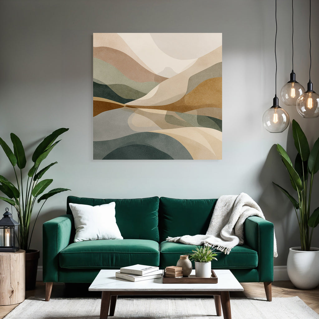 Abstract Landscape Design Soft Flowing Shapes Muted Colors Square Image