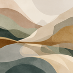Abstract Landscape Design Soft Flowing Shapes Muted Colors Square Image | Japandi | Einrichtungsstile