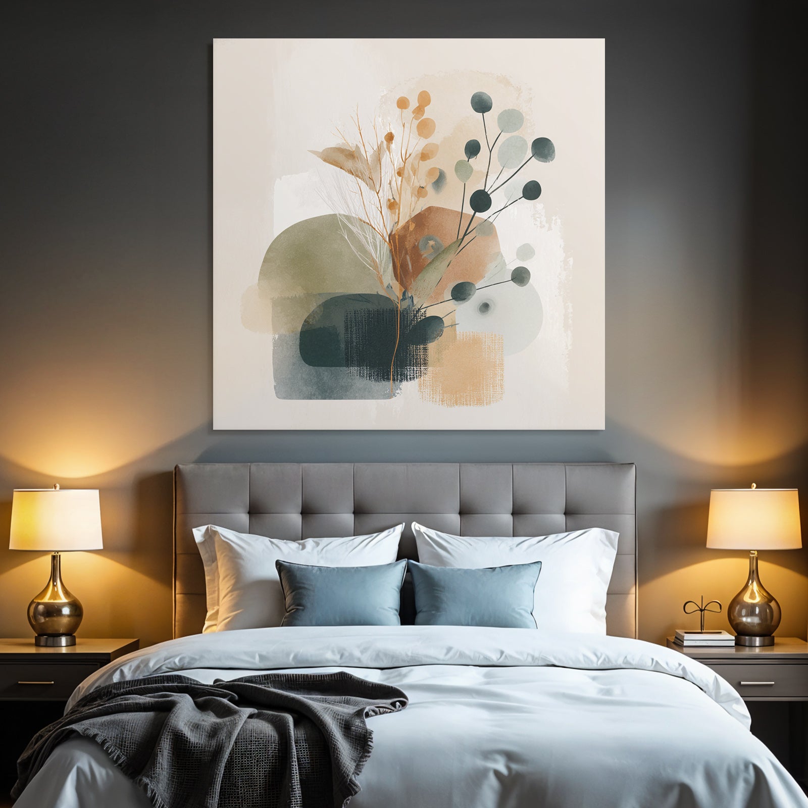 Abstract Organic Shapes Plant Motifs Muted Colors