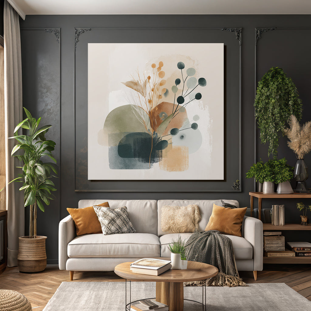 Abstract Organic Shapes Plant Motifs Muted Colors