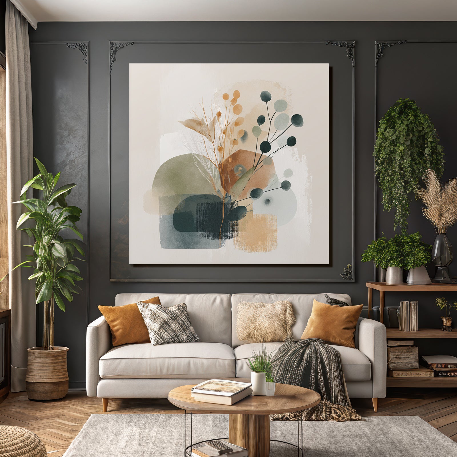 Abstract Organic Shapes Plant Motifs Muted Colors