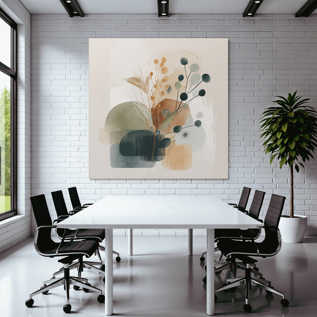 Abstract Organic Shapes Plant Motifs Muted Colors