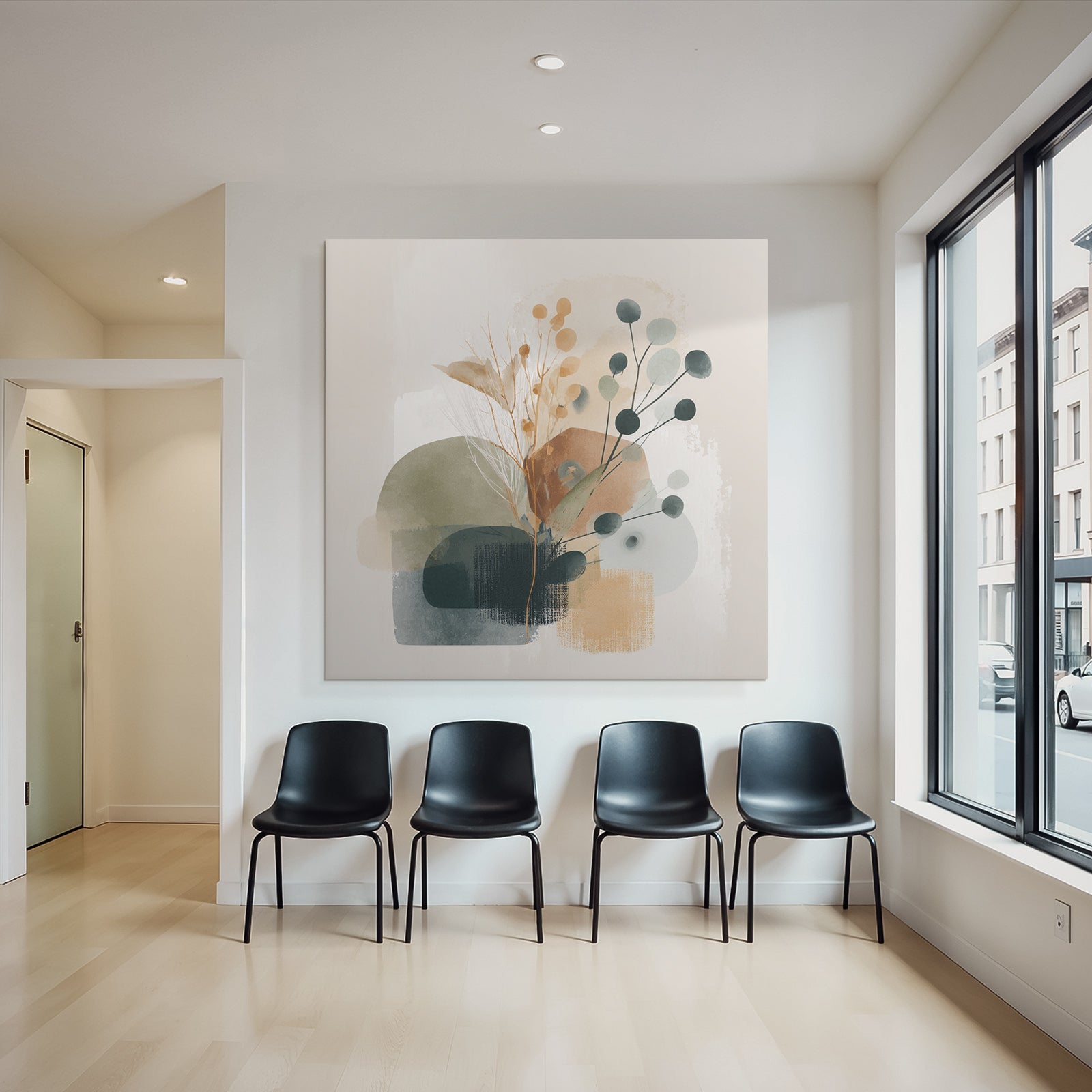 Abstract Organic Shapes Plant Motifs Muted Colors