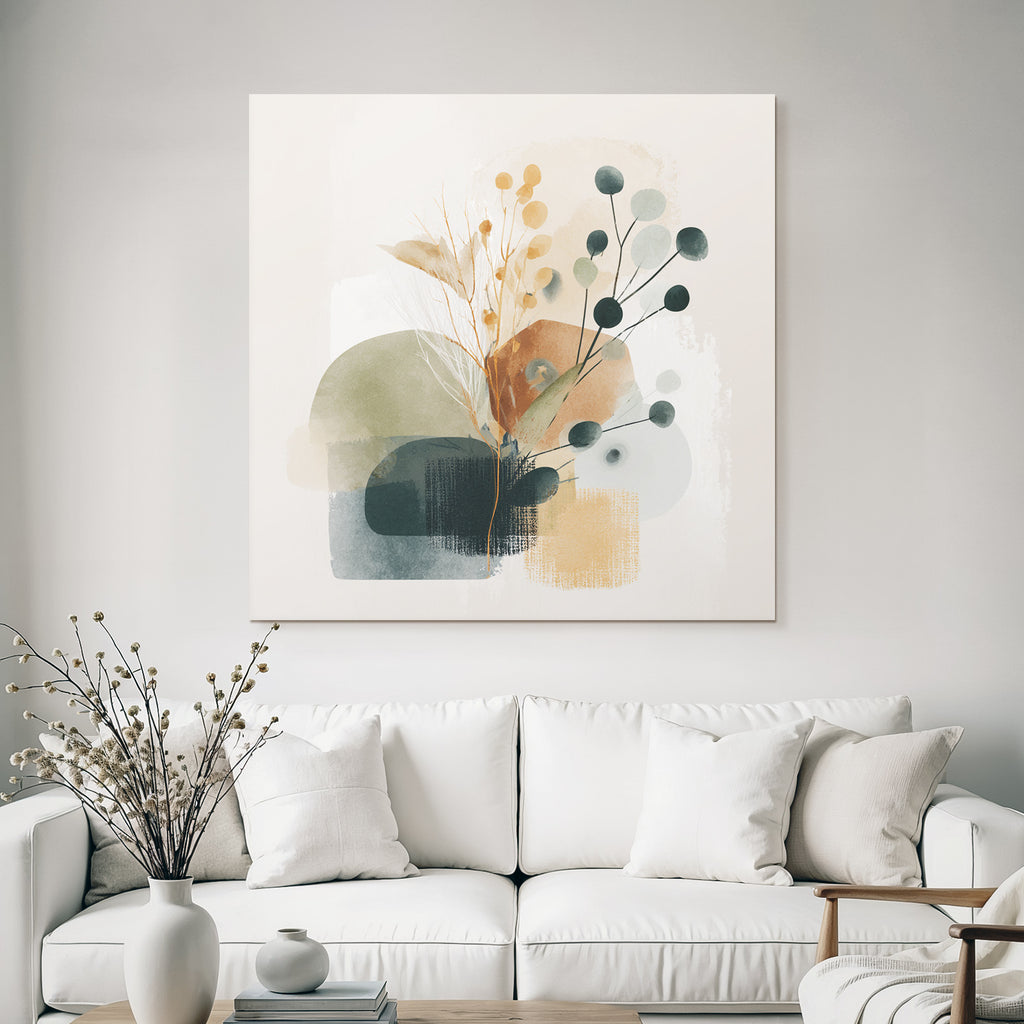 Abstract Organic Shapes Plant Motifs Muted Colors