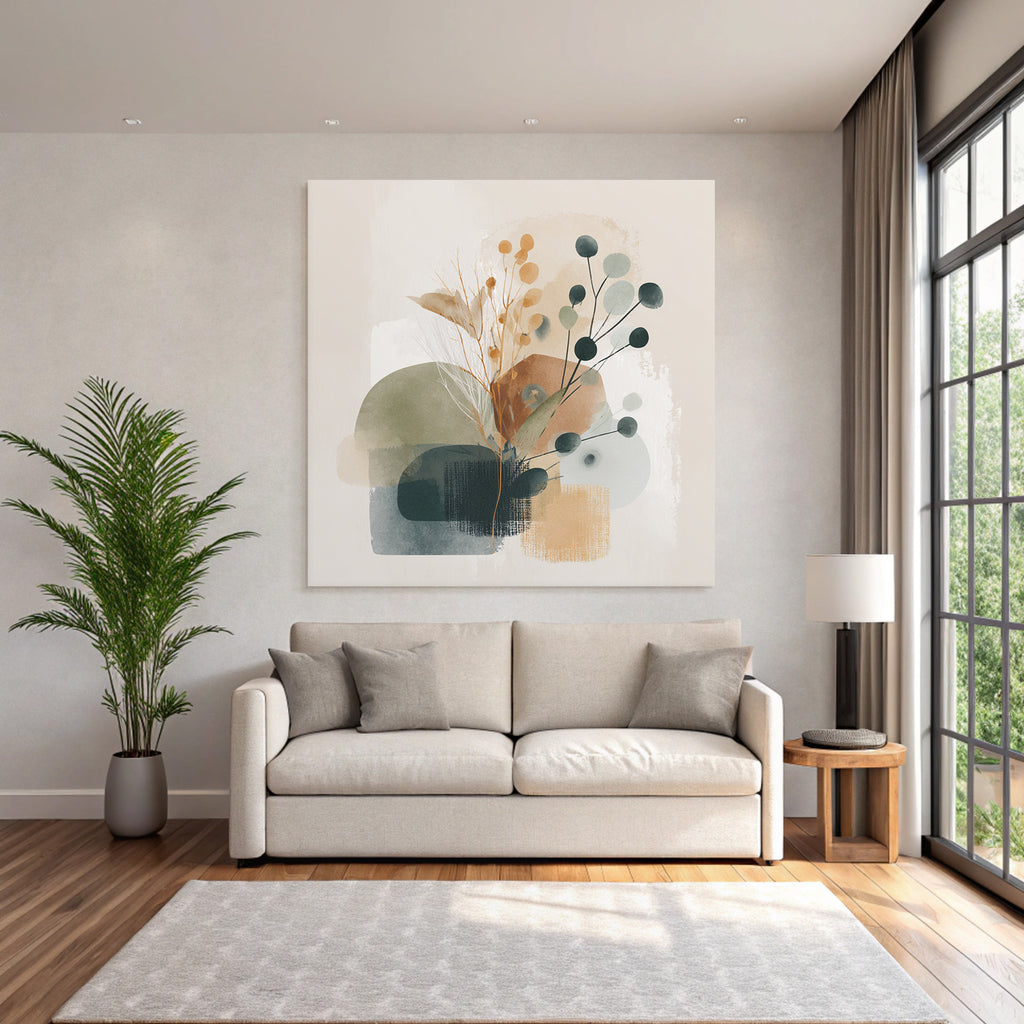 Abstract Organic Shapes Plant Motifs Muted Colors