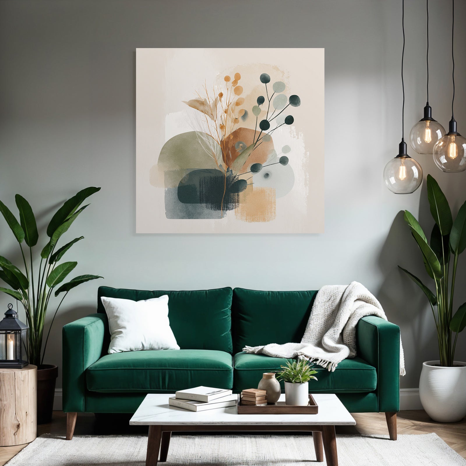 Abstract Organic Shapes Plant Motifs Muted Colors
