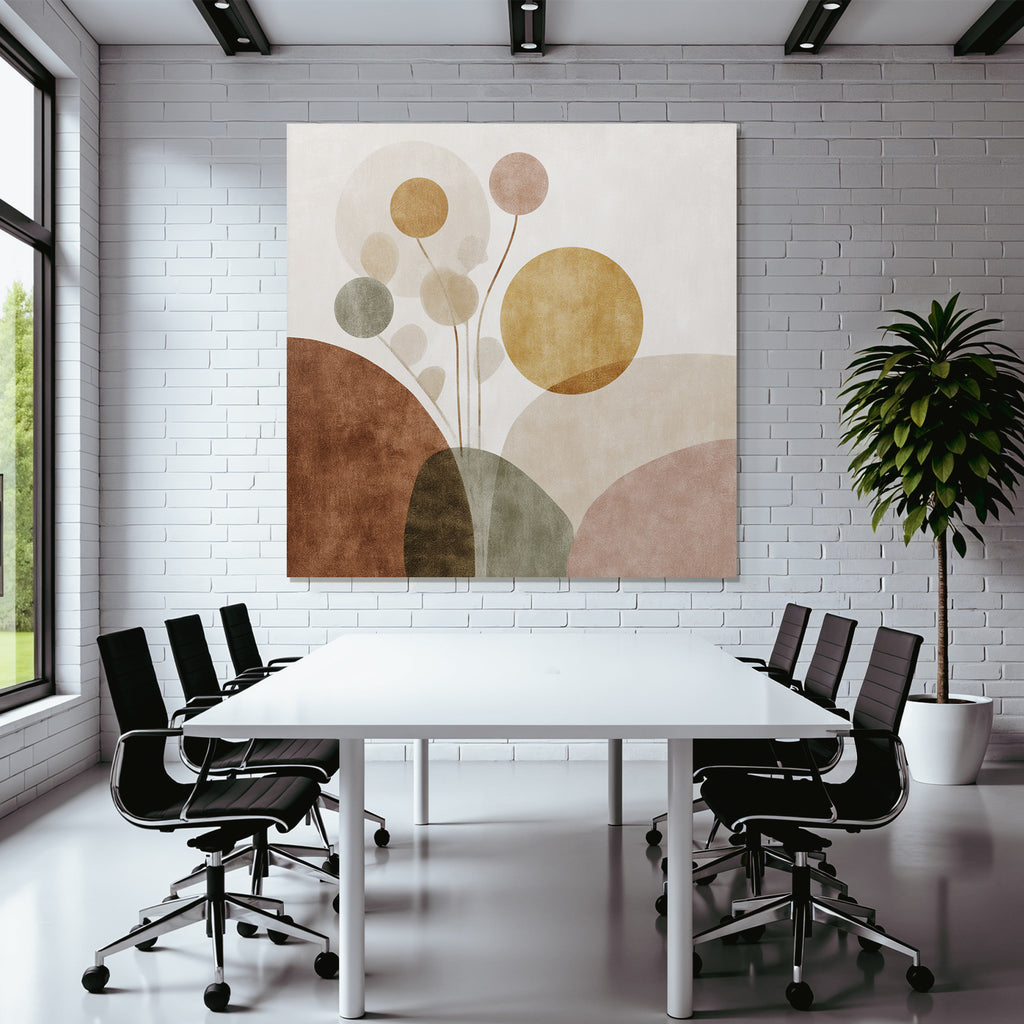 Abstract Overlapping Shapes Muted Color Palette Modern Design Aesthetics