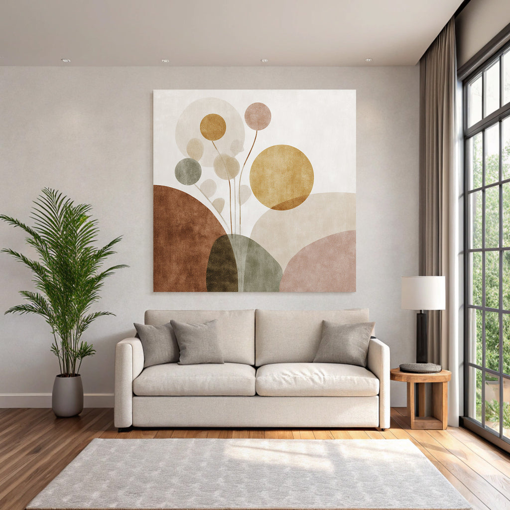 Abstract Overlapping Shapes Muted Color Palette Modern Design Aesthetics