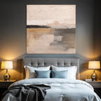 Abstract Painting Beige Gray Earthy Tones Horizon Circular Sun Element