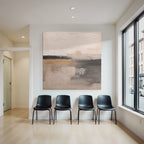 Abstract Painting Beige Gray Earthy Tones Horizon Circular Sun Element