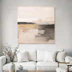 Abstract Painting Beige Gray Earthy Tones Horizon Circular Sun Element