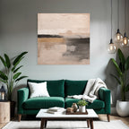 Abstract Painting Beige Gray Earthy Tones Horizon Circular Sun Element