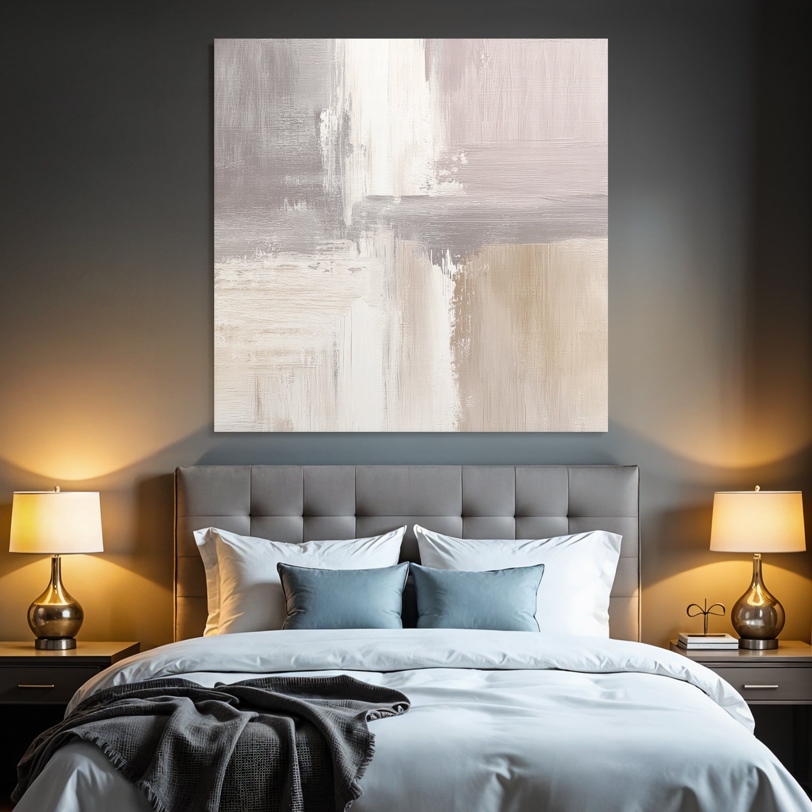 Abstract Painting Soft Neutral Colors Textured Blend