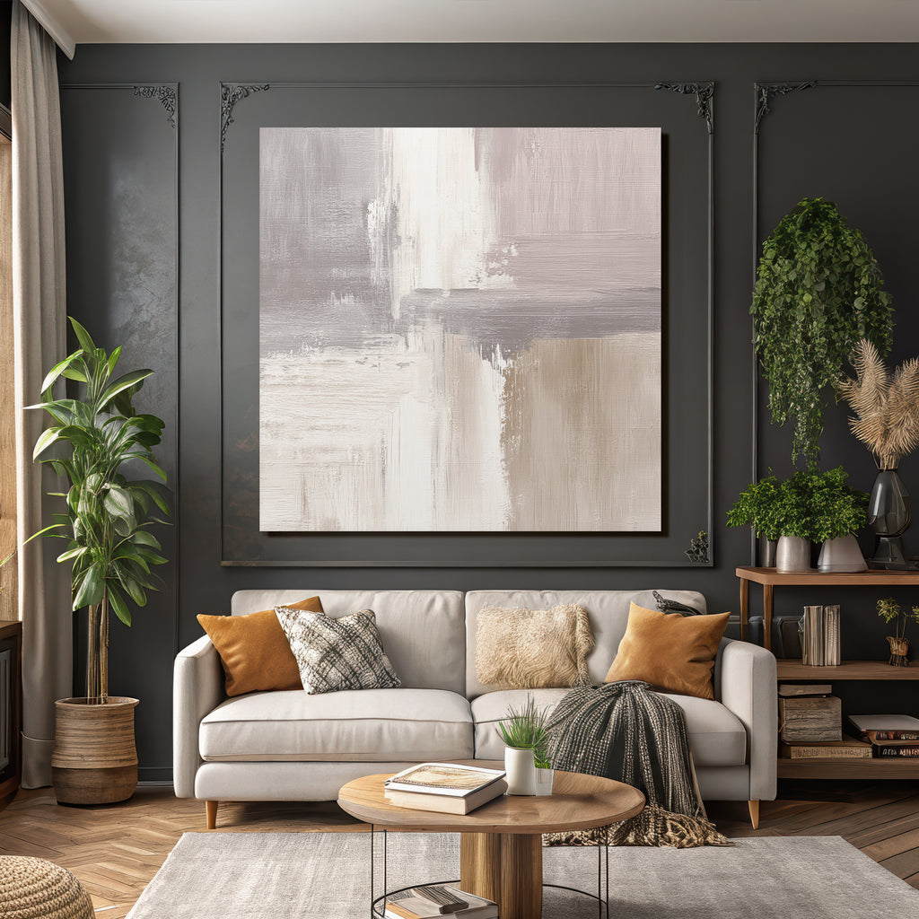 Abstract Painting Soft Neutral Colors Textured Blend