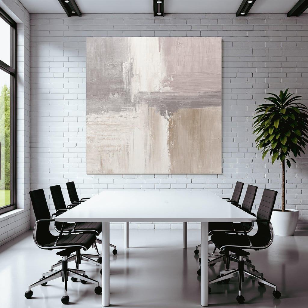 Abstract Painting Soft Neutral Colors Textured Blend