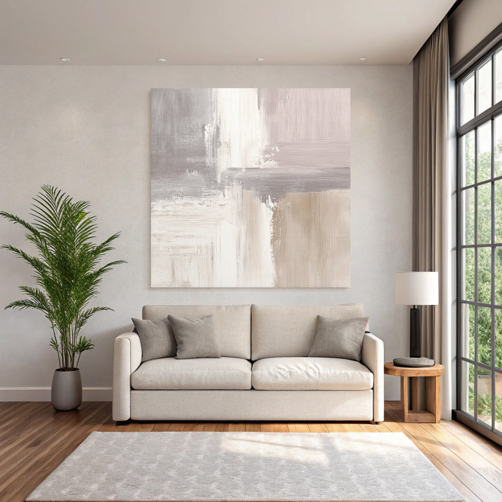Abstract Painting Soft Neutral Colors Textured Blend