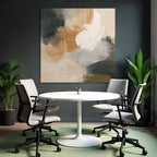Abstract Painting Textured Circular Forms Earthy Tones