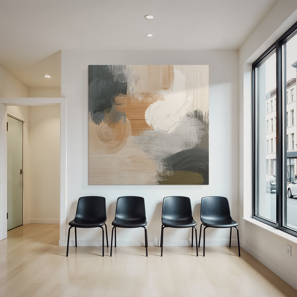 Abstract Painting Textured Circular Forms Earthy Tones