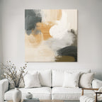 Abstract Painting Textured Circular Forms Earthy Tones