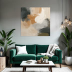 Abstract Painting Textured Circular Forms Earthy Tones
