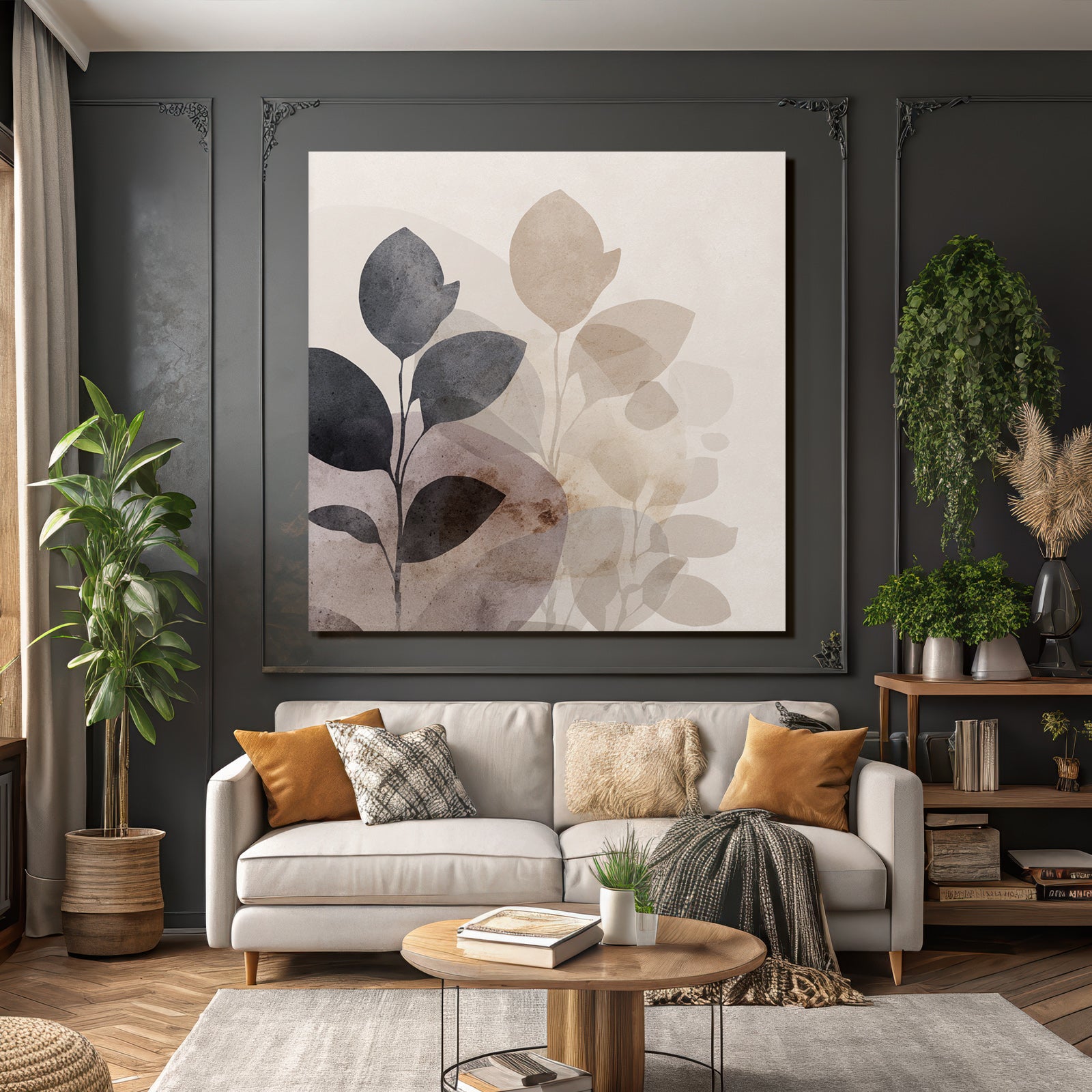 Abstract Watercolor Plants Muted Colors