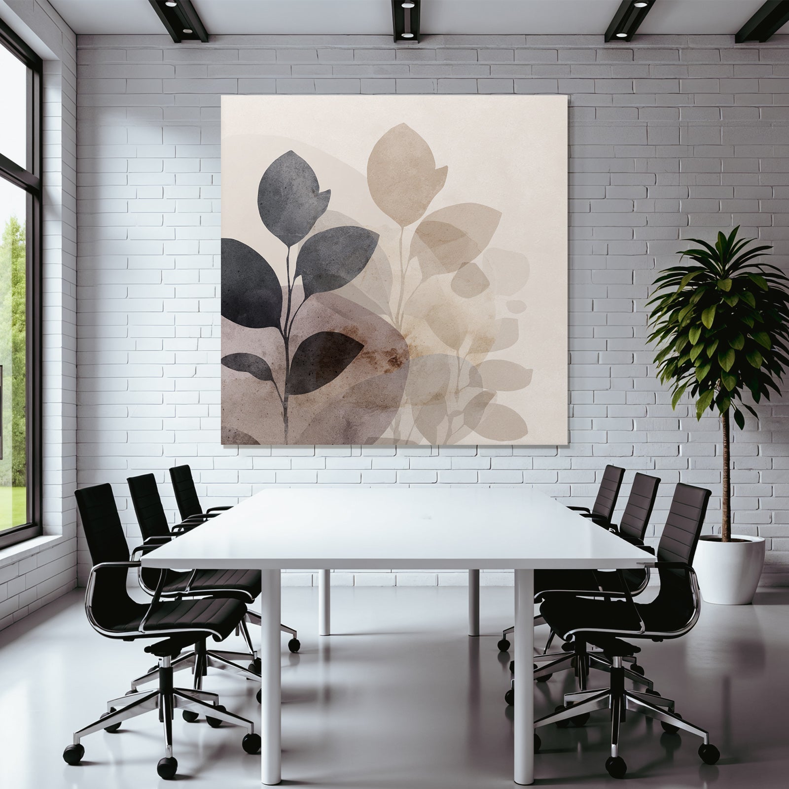 Abstract Watercolor Plants Muted Colors