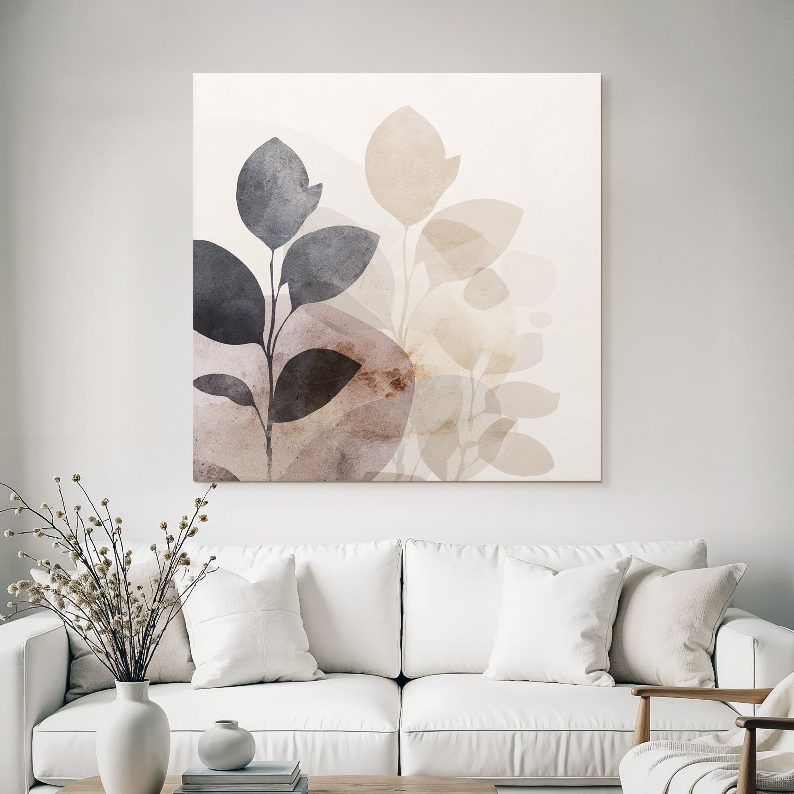 Abstract Watercolor Plants Muted Colors